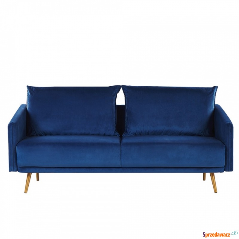 Sofa 3-osobowa welurowa niebieska MAURA - Sofy, fotele, komplety... - Żnin