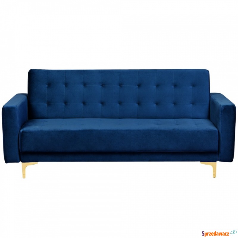 Sofa rozkładana welurowa niebieska ABERDEEN - Sofy, fotele, komplety... - Tarnów