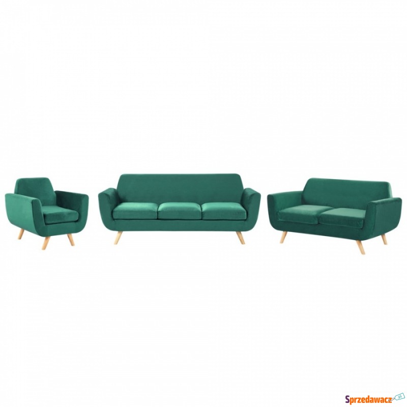Komplet wypoczynkowy welurowy zielony BERNES - Sofy, fotele, komplety... - Nowa Ruda