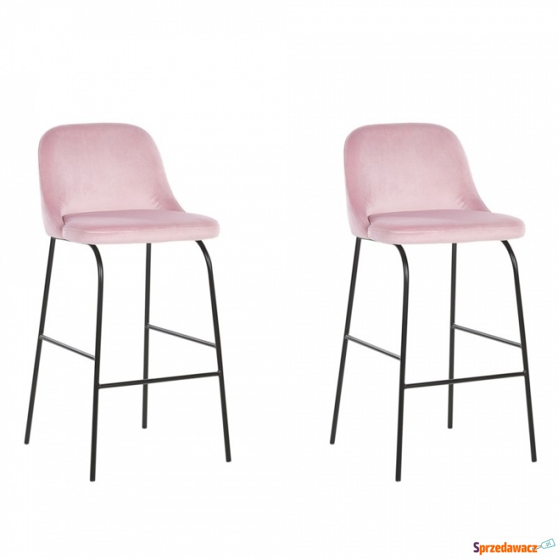 Zestaw 2 krzeseł barowych welurowy różowy NEKOMA - Taborety, stołki, hokery - Orzesze