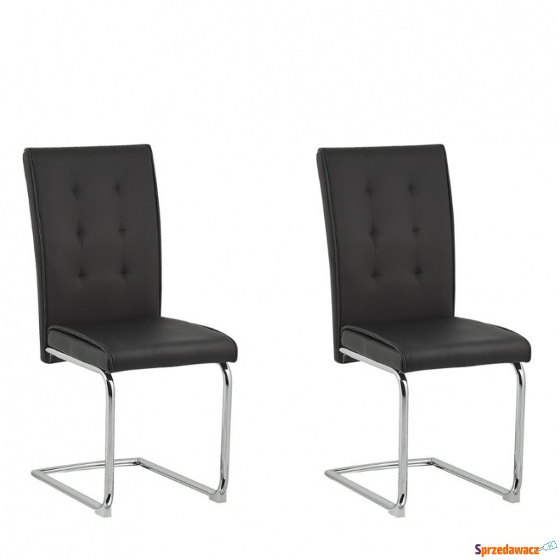 Zestaw 2 krzeseł do jadalni ekoskóra czarny ROVARD - Krzesła do salonu i jadalni - Malbork
