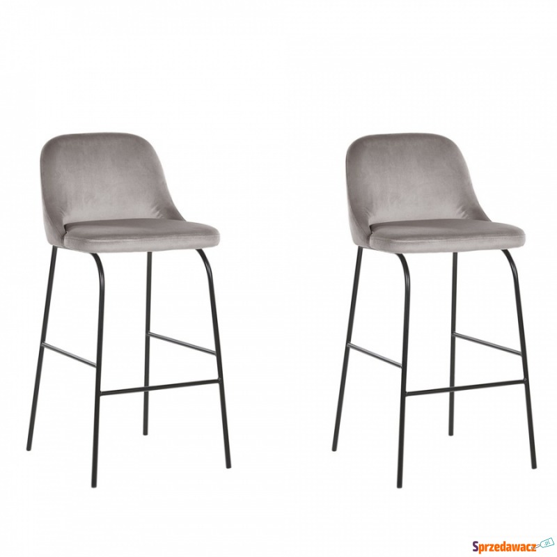 Zestaw 2 krzeseł barowych welurowy szary NEKOMA - Taborety, stołki, hokery - Białogard