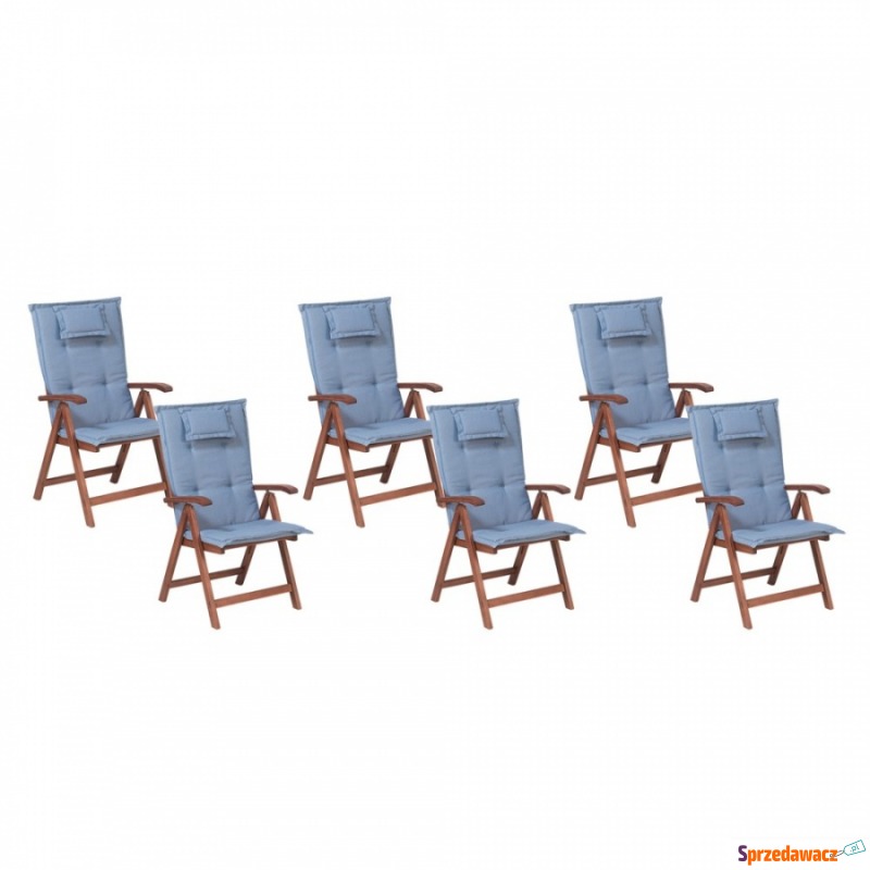 Zestaw 6 krzeseł ogrodowych drewnianych z nie... - Krzesła ogrodowe - Ciechanów