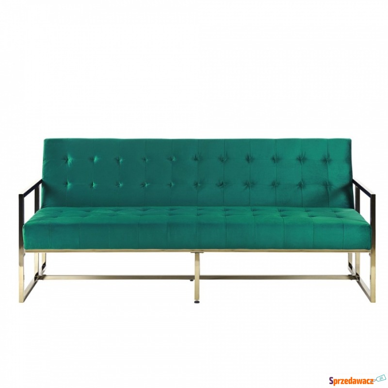 Sofa rozkładana welurowa zielona MARSTAL - Sofy, fotele, komplety... - Bielsk Podlaski