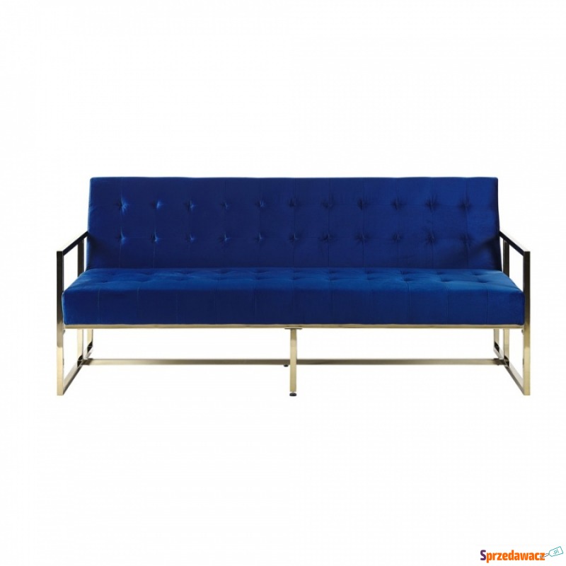 Sofa rozkładana welurowa niebieska MARSTAL - Sofy, fotele, komplety... - Gniezno