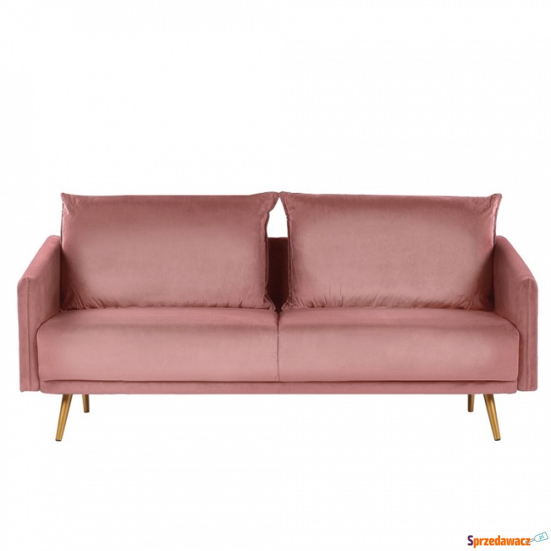Sofa 3-osobowa welurowa różowa MAURA - Sofy, fotele, komplety... - Rogoźnik