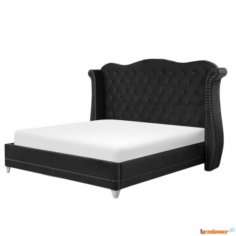 Łóżko welurowe 180 x 200 cm czarne AYETTE - Łóżka - Pruszków