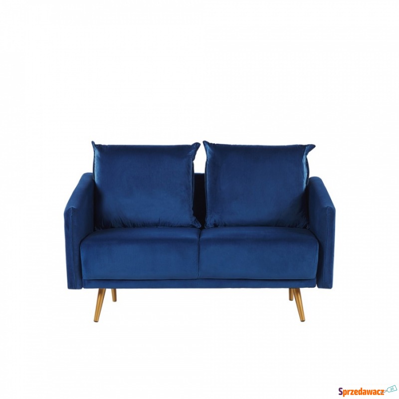 Sofa 2-osobowa welurowa niebieska MAURA - Sofy, fotele, komplety... - Bielsko-Biała