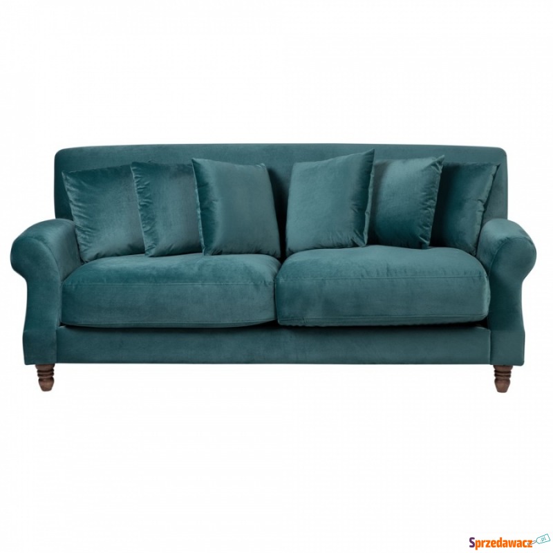Sofa 3-osobowa welurowa lazurowa EIKE - Sofy, fotele, komplety... - Nowogard