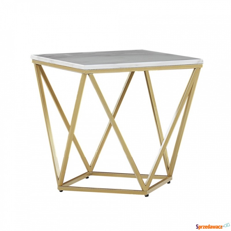 Stolik pomocniczy efekt marmuru biało-złoty MALIBU - Stoły, stoliki, ławy - Kłodzko