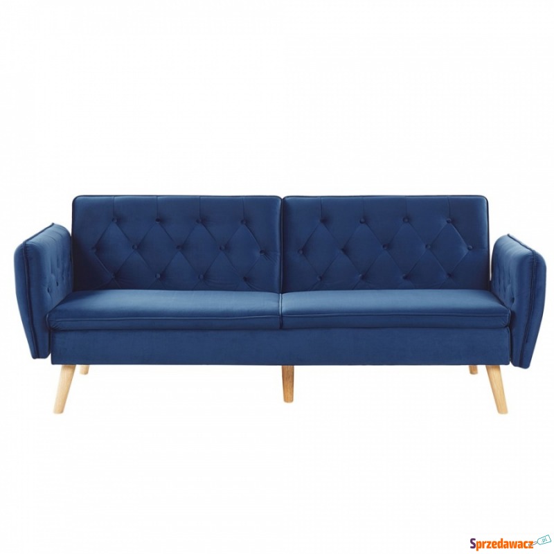 Sofa rozkładana welurowa niebieska BARDU - Sofy, fotele, komplety... - Dąbrowa Górnicza