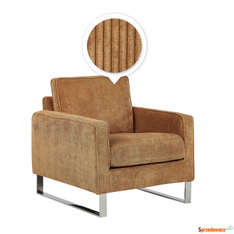 Fotel sztruksowy jasnobrązowy VIND - Sofy, fotele, komplety... - Żelice
