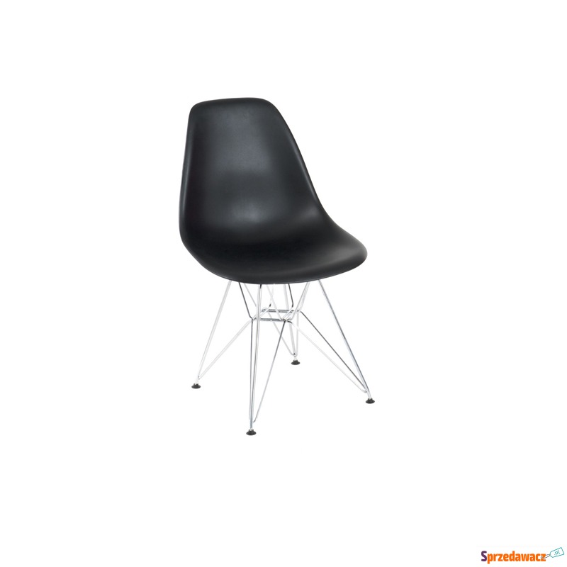 Krzesło P016 PP czarne, chromowane nogi - Krzesła do salonu i jadalni - Chojnice