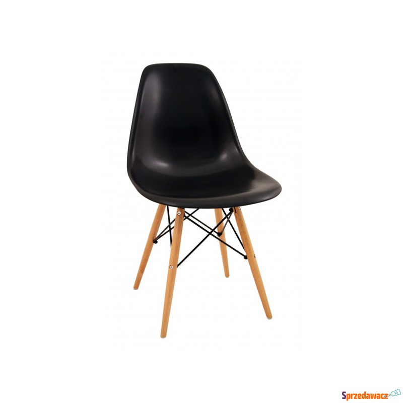 Krzesło P016W PP czarne, drewniane nogi - Krzesła do salonu i jadalni - Krosno