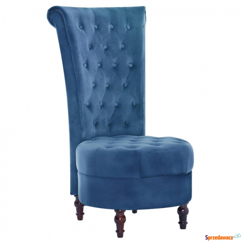 Krzesło z wysokim oparciem niebieskie aksamitne - Krzesła do salonu i jadalni - Mielec