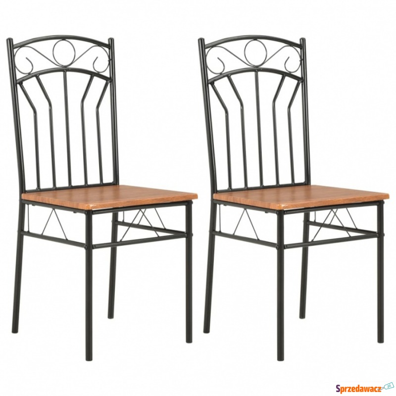 Krzesła do kuchni 2 szt. brązowe MDF - Krzesła kuchenne - Czarne