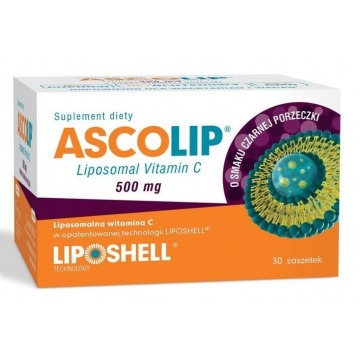 Ascolip liposomal vitamin c 500mg o smaku czarnej porzeczki x 30 saszetek