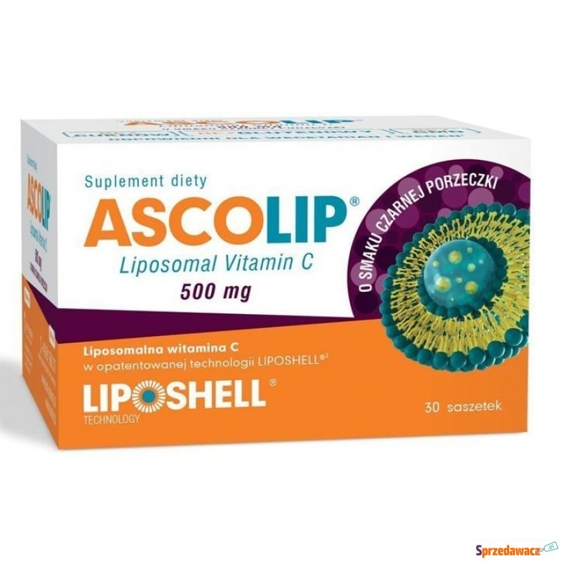 Ascolip liposomal vitamin c 500mg o smaku czarnej... - Witaminy i suplementy - Karbowo