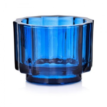 Lampion na tealight świecznik DUKA OPTISK 9x7 cm niebieski szkło