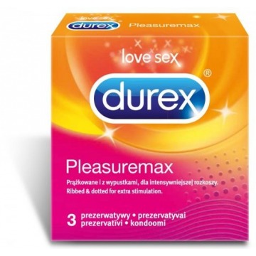 Durex pleasuremax prezerwatywy prążkowane ze środkiem nawilżającym x 3 sztuki