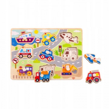 Puzzle dla dzieci transport pojazdy z pinezkami