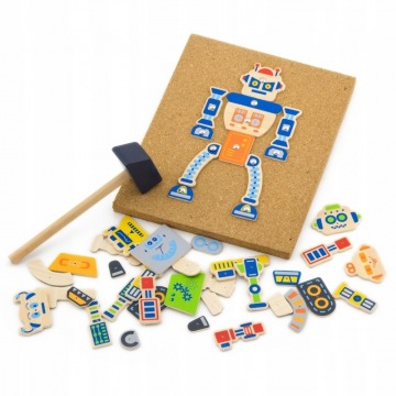 Drewniana przybijanka roboty 45 elementów viga toy