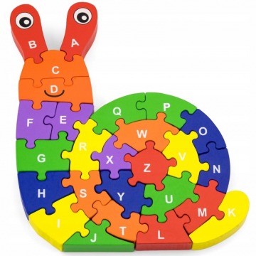 Drewniana układanka dla dzieci puzzle ślimak 3d