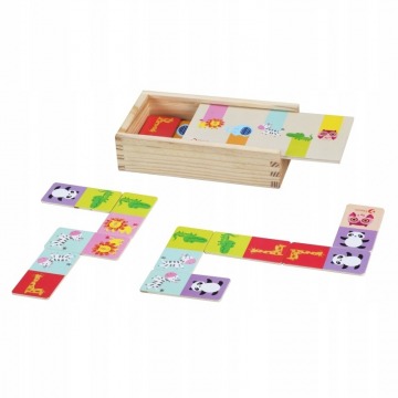 Gra domino drewniana układanka dla dzieci 30 el.