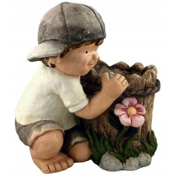 Figurka donica doniczka ceramika ogród chłopiec