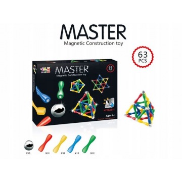 Klocki dla dzieci magnetyczne master zabawka 63 el