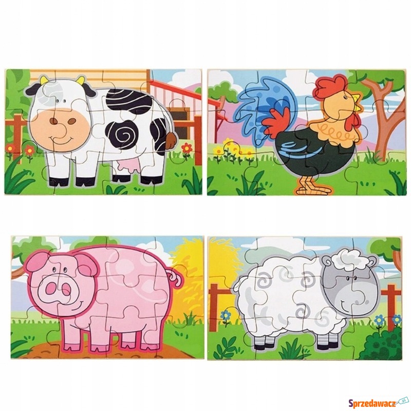 Puzzle dla dzieci farma zwierzątka 4 obrazki - Puzzle - Gołków