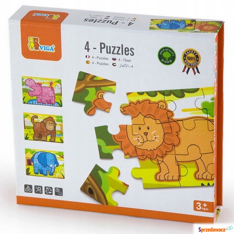 Puzzle dla dzieci safari zwierzątka 4 obrazki - Puzzle - Iława