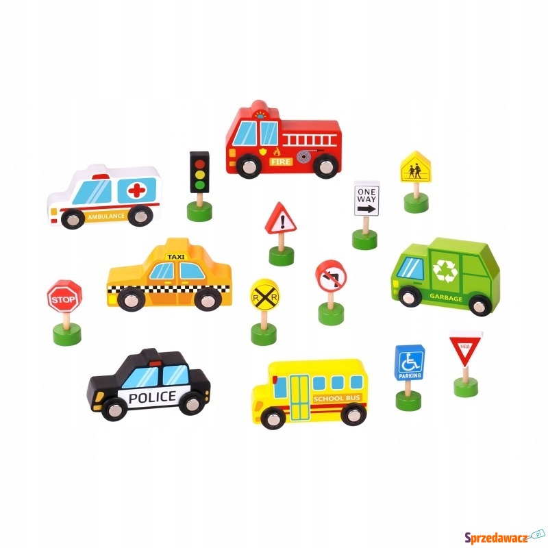 Zestaw drewnianych pojazdów znaków dla dzieci - Dla niemowląt - Kętrzyn