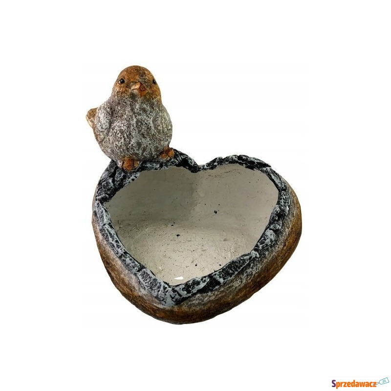 Figurka donica doniczka ceramika serce wróbel - Donice, doniczki - Mielec