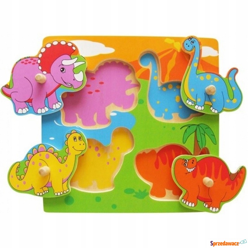 Drewniane puzzle dinozaury układanka dla dzieci - Klocki - Świecie