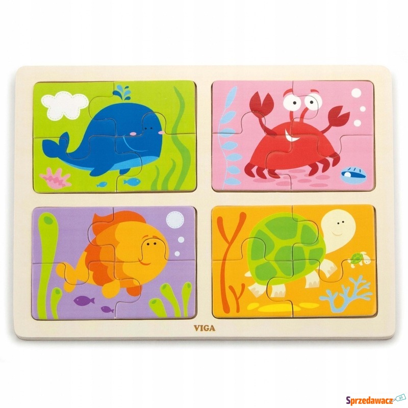 Drewniane puzzle zwierzęta morskie dla dzieci... - Puzzle - Kiełpino