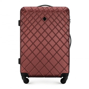 Wittchen - Średnia walizka z ABS-u w ukośną kratkę bordowa