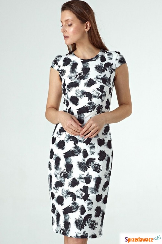 Colett - Elegancka ołówkowa sukienka modny wzór - Sukienki - Legnica
