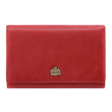 Wittchen - Damski portfel skórzany z herbem średni czerwony