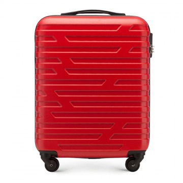 Wittchen - Walizka kabinowa z ABS-u w geometryczny deseń czerwona