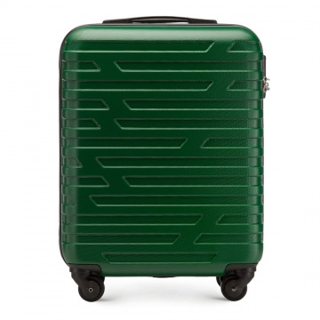 Wittchen - Walizka kabinowa z ABS-u w geometryczny deseń zielona