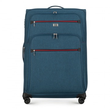 Wittchen - Duża miękka walizka z czerwonym suwakiem