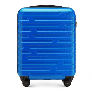 Wittchen - Walizka kabinowa z ABS-u w geometryczny deseń niebieska