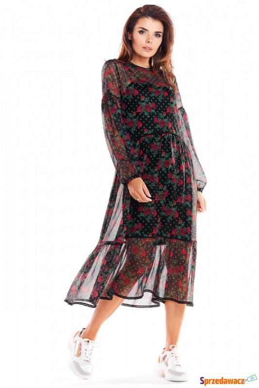 awama - Długa sukienka z włoskiego szyfonu z... - Sukienki - Rypin
