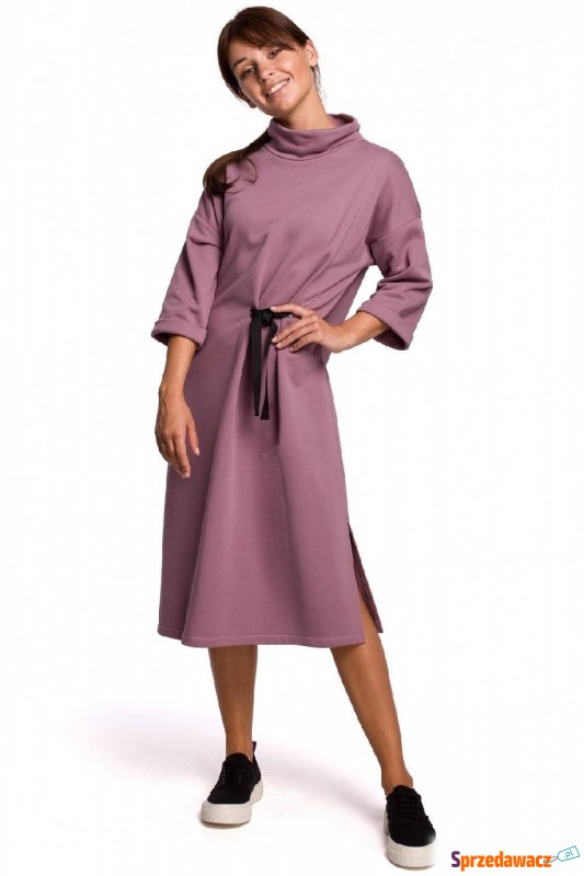 BE - Bawełniana sukienka oversize o prostym kroju - Sukienki - Paczkowo