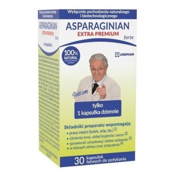 Asparaginian extra premium forte x 30 kapsułek