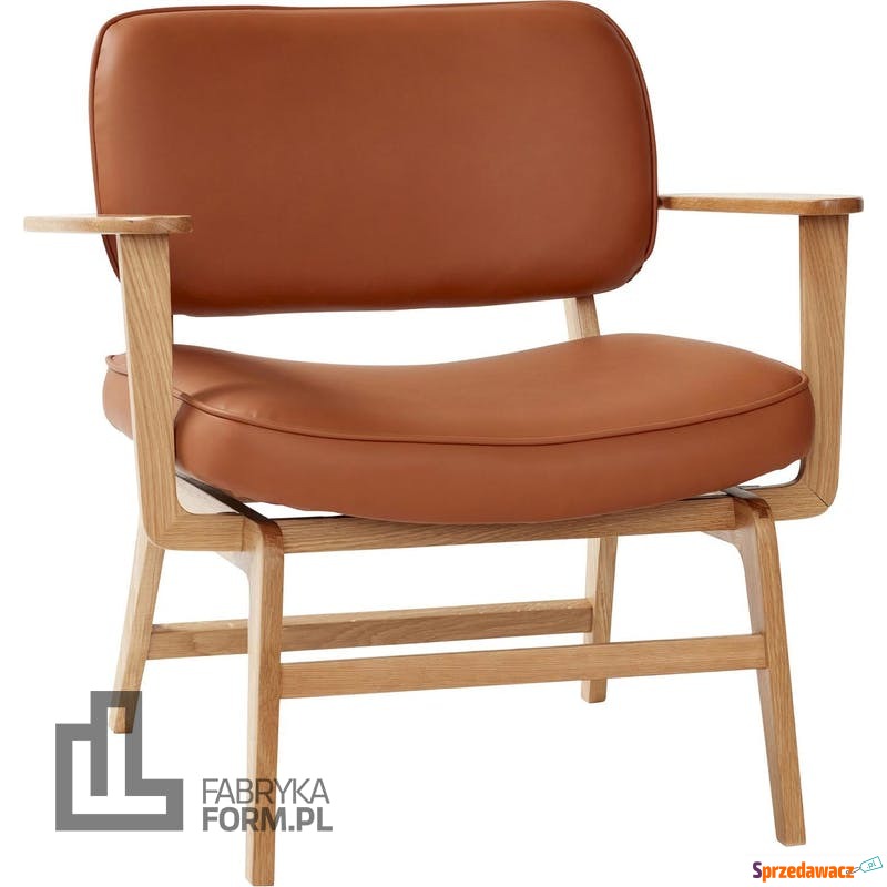 Fotel Hübsch brązowy z dębową ramą - Sofy, fotele, komplety... - Sanok