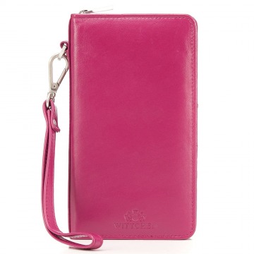 Wittchen - Damski portfel skórzany z kieszenią na telefon różowy