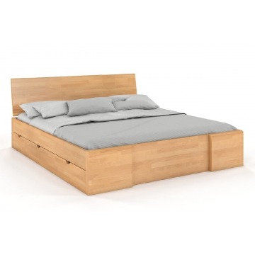 łóżko drewniane bukowe visby hessler high drawers (z szufladami)