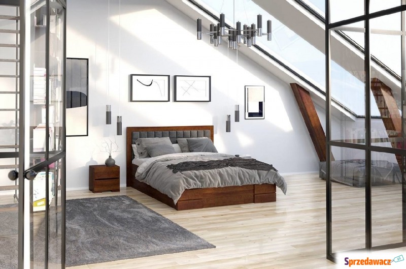 tapicerowane łóżko drewniane - sosnowe visby... - Łóżka - Ugoszcz